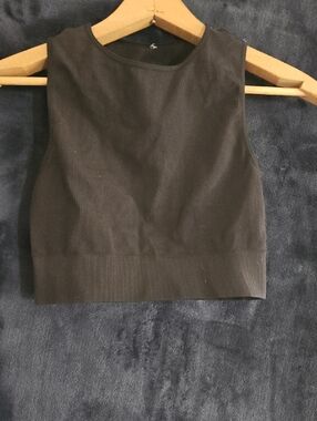 DSG Black Ribbed Sleeveless Crop Top